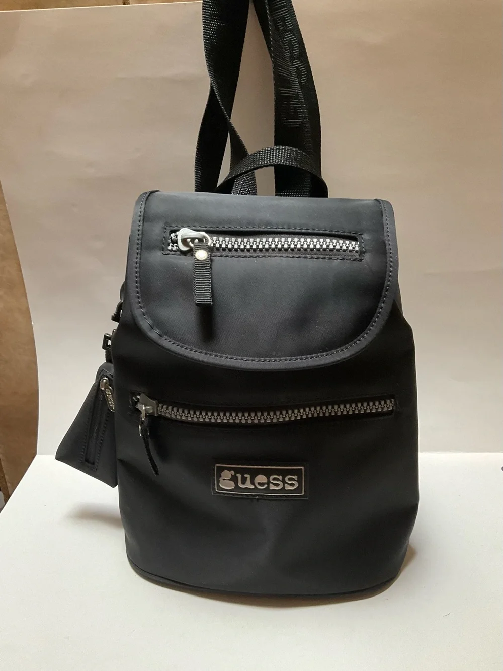 Vintage 90’s Y2K GUESS Black Drawstring Small Mini Backpack Bag Handbag